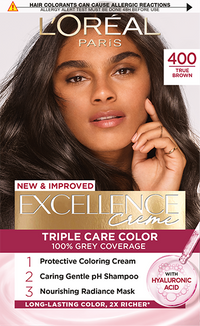 Barva za lase 400 True Brown Excellence krema rjavolasa posnetek pakiranja